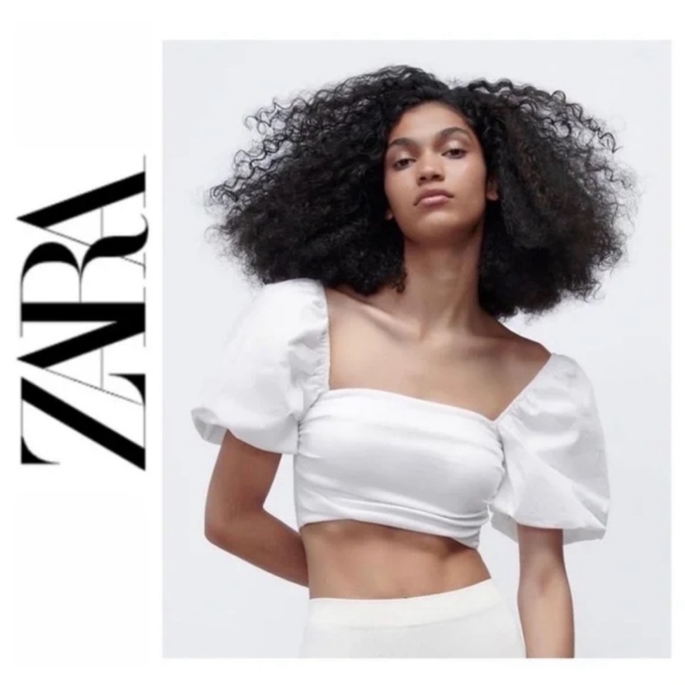 Zara Puff Sleeve Crop Top NWT